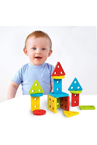 Bibilel Educational Toy, Montessori Wooden, 36+ months, Geometric Shapes, 16 pcs, 12x12 cm, Multicol