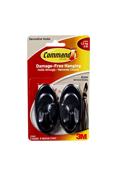 COMMAND 2-Piece Slate Terrace Hook with 4 Strips Medium