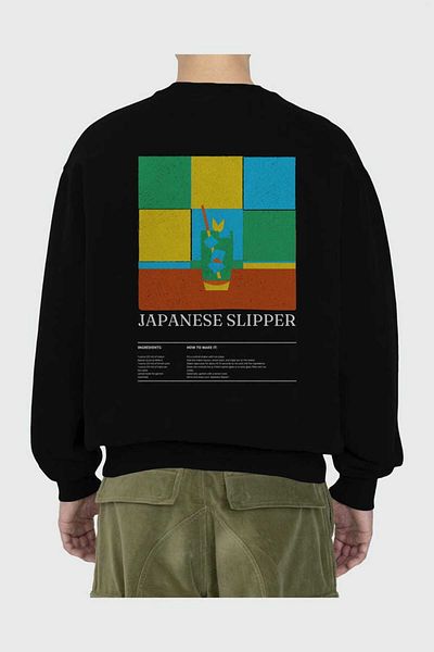 Ankhises Japanese Slipper Front Printed Oversize Sweatshirt Men Women Unisex