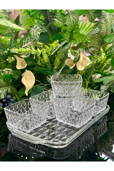 GONCAEV 6 Piece Breakfast Bowl Presentation Square Patterned