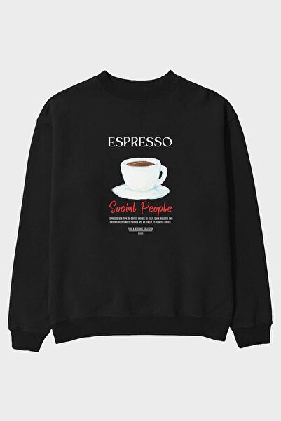 Ankhises Espresso Pre-printat Negru Oversize Hanorac Bărbați Femei Unisex