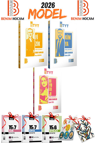 Benim Hocam Yayınları 2026 Model TYT Benim Hocam Fizik Kimya Biyoloji FKB 3lü Soru Bankası Seti Branş Denemeleri Hediyeli