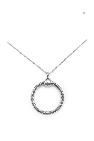 Fubena Moments Yuvarlak Halka Charm Taşıyıcı Gümüş Zincirli Kolye