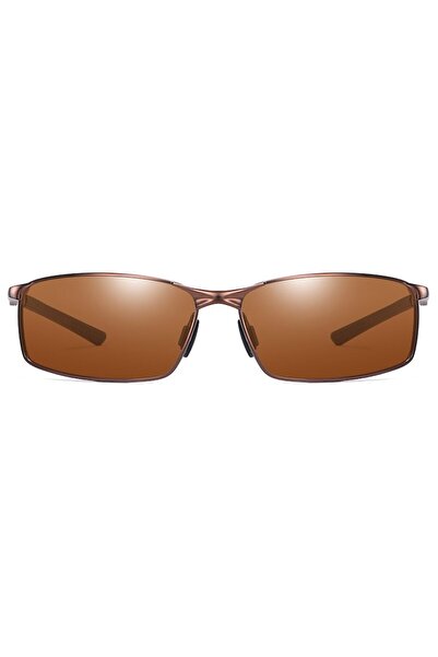 Dali Sunglasses for Men, Rectangular, Brown Lens, UV Filter, Brown-Black Metal Frame