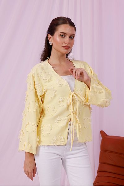 Moda Palmiss Women's Yellow Tassel Detailed Tie-Up Kimono