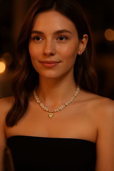 BESMYAR JEWELS Natural Moonstone (Moonstone) Heart Necklace the Stone of Elegance and Femininity