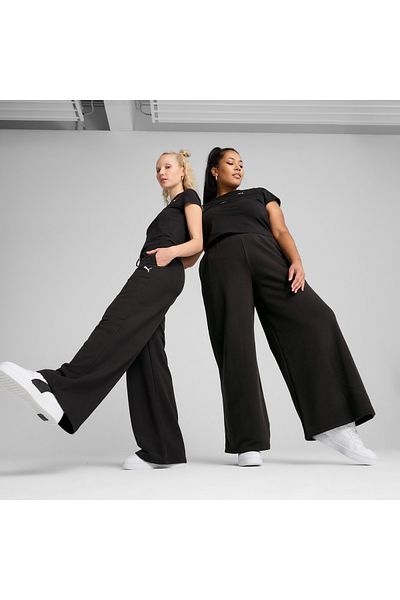 Puma ملابس أساسية لخزانة الملابس، بنطال رياضي أسود مريح للنساء