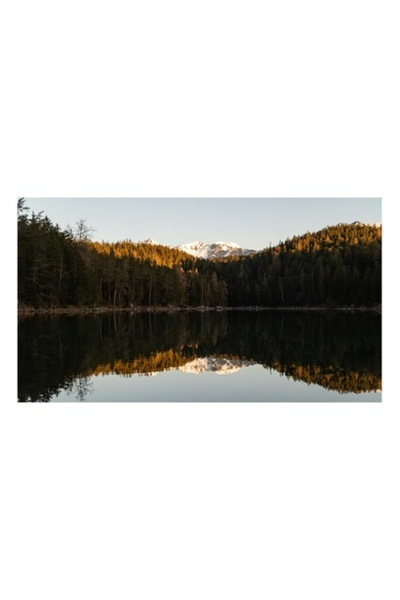 OEM Tablou Canvas, "Rasarit linistit pe lac alpestru", 100 x 100cm