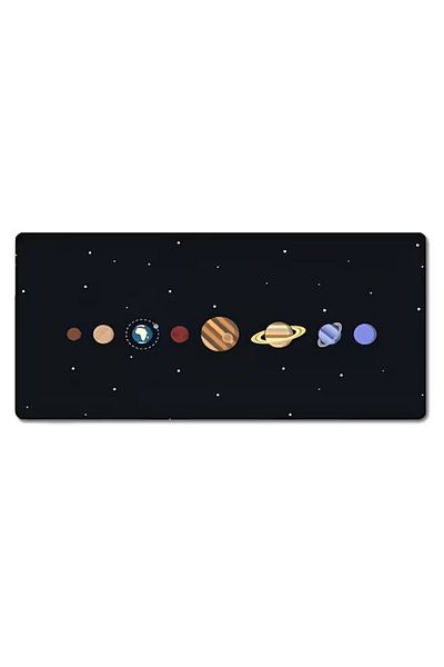 Dali Mousepad for desk, non-slip, Planet model, 80x30cm, Black