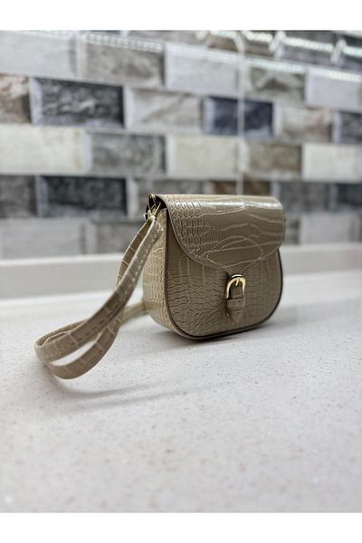 glowfit Geantă de damă cu model de crocodil de nurcă model mango cu clapă, curea încrucișată, cataramă și curea
