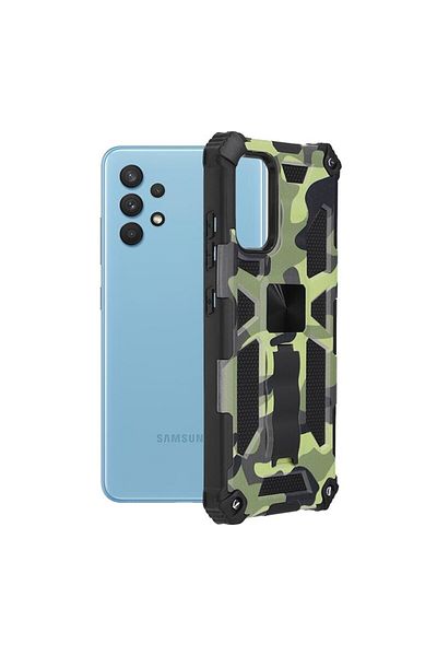 Dali Protective Case Compatible with Samsung Galaxy A32 4G, Blazor Series, Magnetic Stand, TPU, Camo Lime