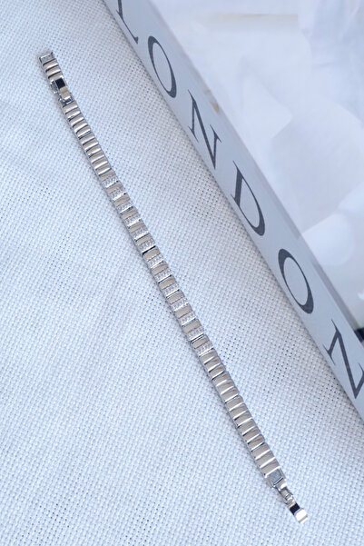 DEMOKAN Kadın Bileklik Kararmaz 14k Altın Renk Vip Seri İthal Sıralo Düz Zirkon Dikdörtgen Bileklik