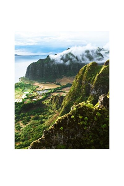 OEM Pictură pe pânză, „Vârfuri de munte învăluite în ceață albastră”