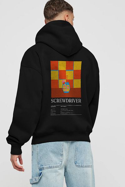 Ankhises Screwdriver Cocktail Back Printed Hoodie Oversize Hooded Sweatshirt Men Women
