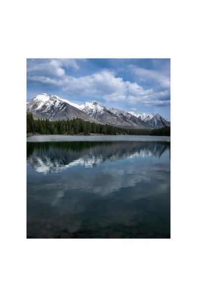 OEM Tablou Canvas, "Munti reflectati in lac linistit", 50 x 50cm