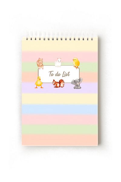 Handeto Kraft Cute Animals English to Do List, To-Do List, A5 To-Do List, Task List, Spiral