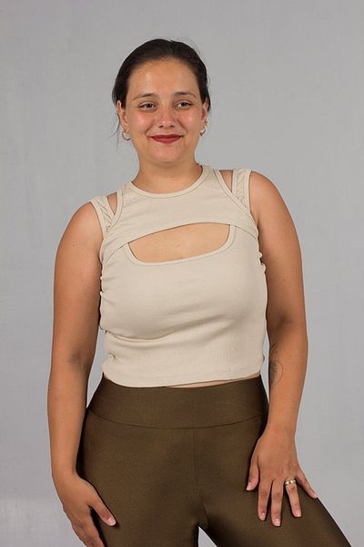 Truva XXL Plus Size Ribbed Cream Crop Top: Style and Comfort in One