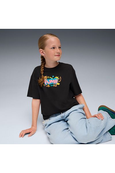 Puma Graphic Leopard Kids Black T-Shirt