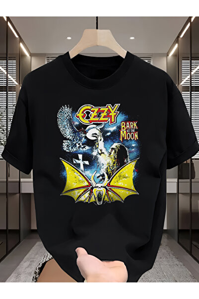 PARUNIV Tricou barbati, Ozzy Bark at The Moon, Classic Regular Fit, Bumbac 10...