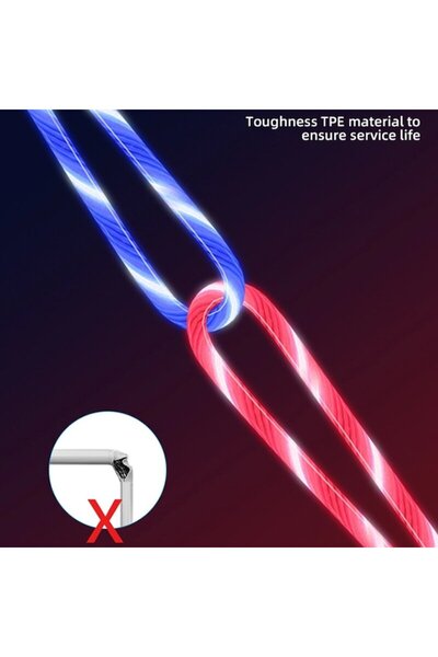 Dali Charging and Data Transfer Cable 3-in-1 Magnetic, LED Flowing, USB A to USB Type-C/Micro-USB/Lightni