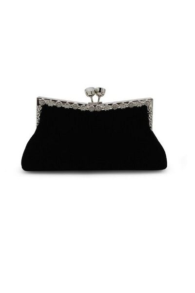 OEM Gentuta mica dama, eleganta, neagra, material catifelat, strasuri argintii, clutch, 220x50x100mm