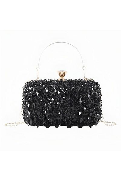 TopToday by C&S Geantă tip plic elegantă pentru femei Boutique Deluxe cu mărgele și paiete, lanț și mâner detașabile din aur