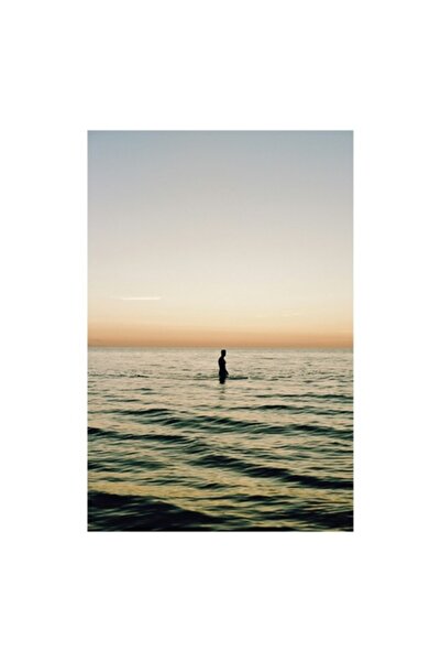 OEM Pictură pe pânză, „Omul și imensitatea mării”, Apus de soare, Siluetă, Oc...