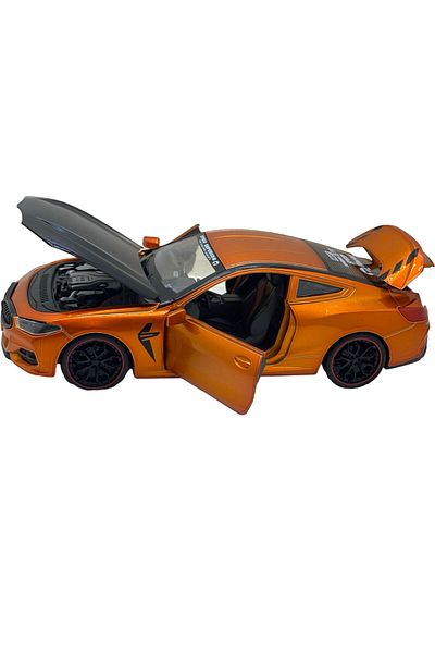 JPT Orange BMW M8 metal replica model with sound and lights, opens doors, trunk, hood 1/24