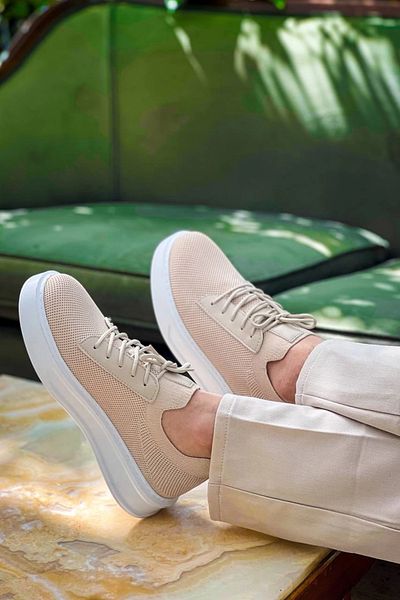 İntive Lingerie Kb-116 Kuback Beige Lace-Up Knitwear Casual Men's Shoes