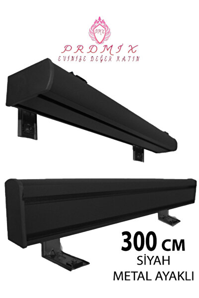 PERDE Mix 300 cm SİYAH VİP Dekoratif Perde Ray Kornişi Alüminyum 2 Kanallı 8 ...