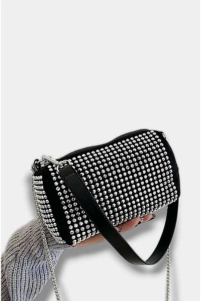 İKLİM LİFE Women's Hand and Shoulder Bag with Stone Chain Strap
