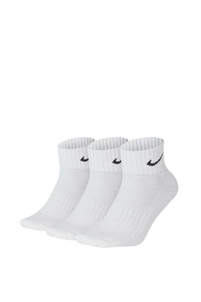 Nike 3PPK Value Cotton Quarter Unisex Socks, Black/White, XL