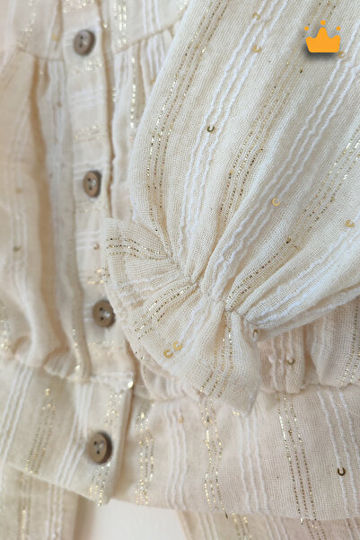 Babyhola 0-2 Years 100% Cotton Gold Thread Transitional Sequin Bomber Cut Top Bottom Baby Girl Kids 2-Piece Set 2003