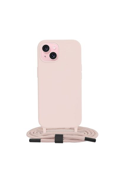 Dali Protective case compatible with Apple iPhone 15, Crossbody Lanyard, 170cm long cord, Pink