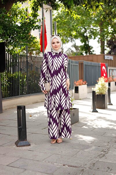 VALENS BOUTİQUE Σετ Τουνίκ Παντελόνι Τζόκαριτ Μοτίβο Φύλλων Λουλούδι