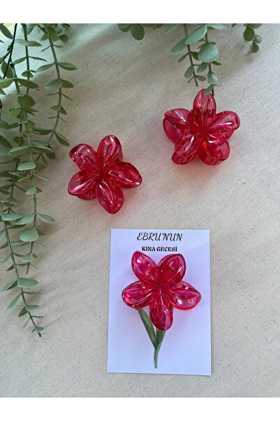 CARMİLLA COLLECTİON Kırmızı Lotus Toka Kına Hediyelikleri 12 Adet Lotus Toka ...