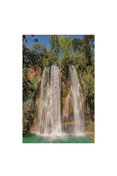 OEM Tablou Canvas, "Cascada cu curcubeu si padure luxurianta", 100 x 150cm