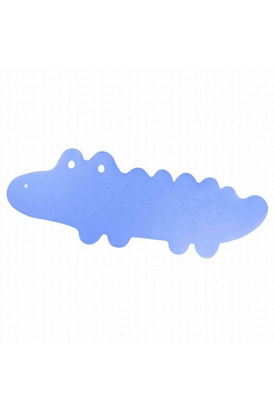 Bocioland Covoras de baie, Bocioland, Antiderapant, Cu ventuze, Silicon, 33 x 90 cm, Crocodile Blue