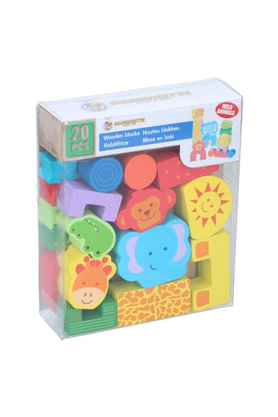 Marionette Wild animals wooden construction set 20 pieces
