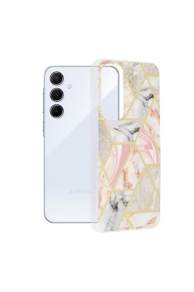 Dali Protective Case Compatible with Samsung Galaxy A55 5G, Marble Series, TPU, Pink Hex, Multicolor