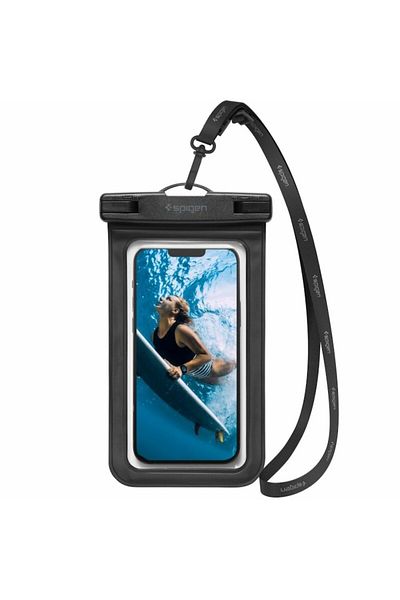 Spigen Underwater Case with Cord for Phones up to 7 Inches, IPX8, TPU, Black