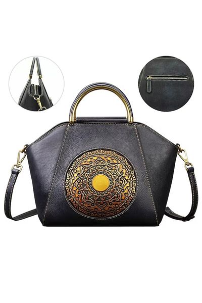 TopToday by C&S Geantă elegantă de damă din piele 100%, Boutique Deluxe, gri grafit