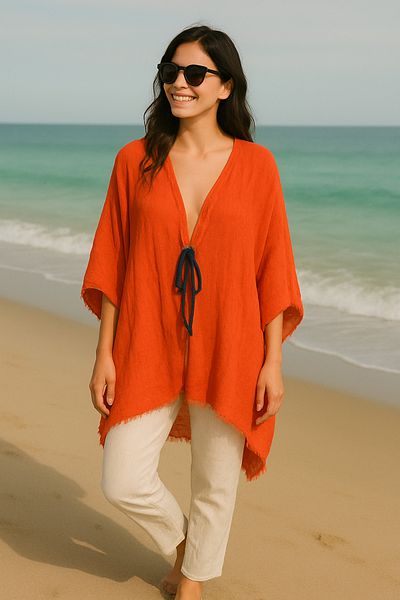 Hayalet Design Thin and Soft Texture Kimono Style Beach Pareo Tunic