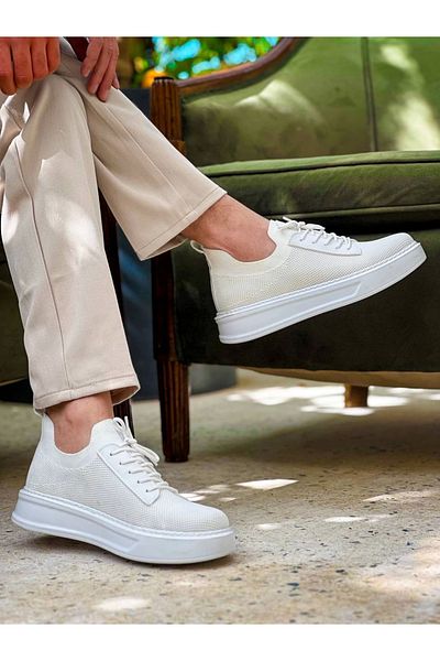 İntive Lingerie Kb-116 Kuback White Lace-Up Knitwear Casual Men's Shoes