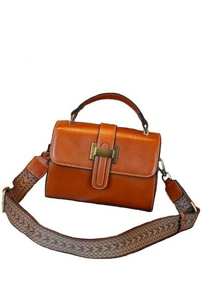 TopToday by C&S Women's Small Retro Crossbody Bag, Leather, Light Brown