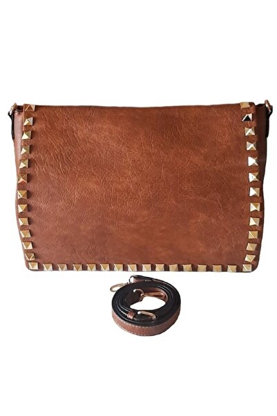 OEM Women's Handbag, Potri, Brown, with Golden Studs, Shoulder Strap, Premium Faux Leather