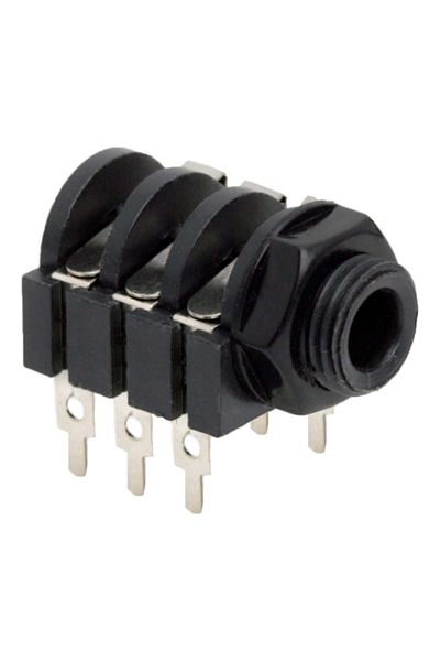 Dali Soclu Jack 6.3mm stereo, lipire pe PCB, cu intrerupator, Negru