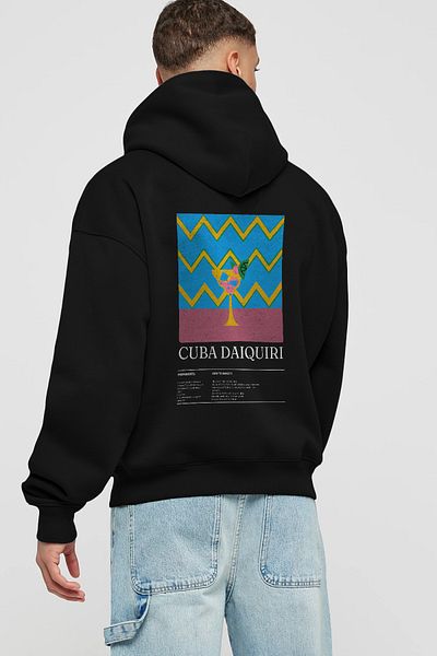 Ankhises Cuban Daiquiri Cocktail Back Printed Hoodie Oversize Hooded Sweatshirt Men Women