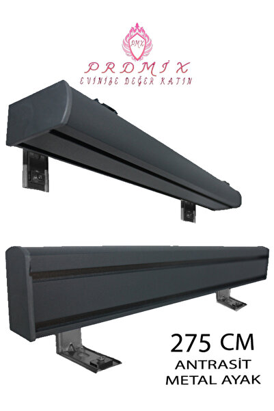 PERDE Mix 275 cm ANTRASİT VİP Dekoratif Perde Ray Kornişi Alüminyum 2 Kanallı...
