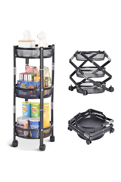 ElastiX Raft metalic pliabil cu 3 niveluri Pantry Pro, organizator de bucătărie,